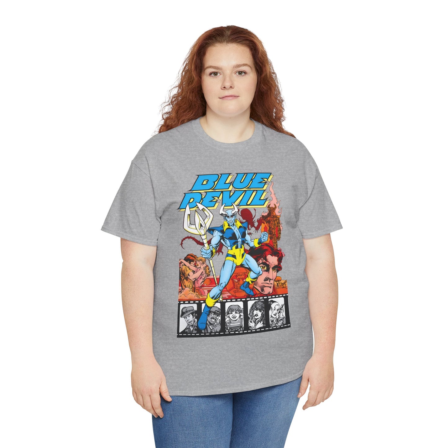 Blue Devil T-Shirt - Dan Mishkin, Gary Cohn, & Paris Cullins - Dan Cassidy, Hollywood Stuntman - 1980s DC Comics Series