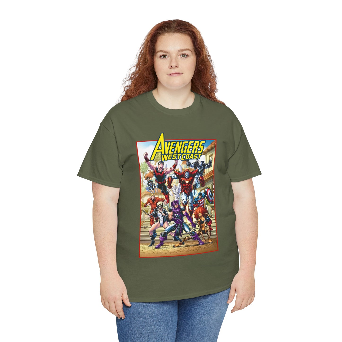West Coast Avengers T-Shirt - Todd Nauck Art - Hawkeye, Iron Man, Wonder Man, Tigra, Vision - Marvel Comics
