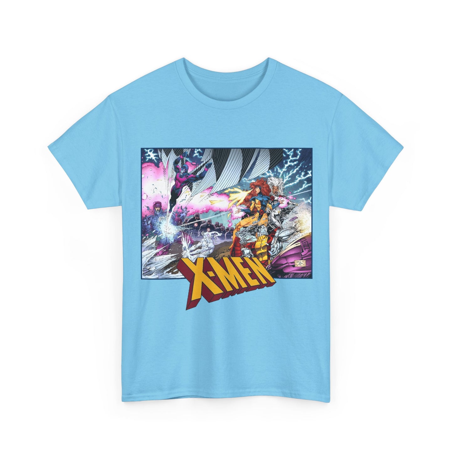 X-Men T-Shirt - Whilce Portacio Art - Storm, Jean Grey, Archangel, Iceman - Fighting Sentinels - Marvel Comics