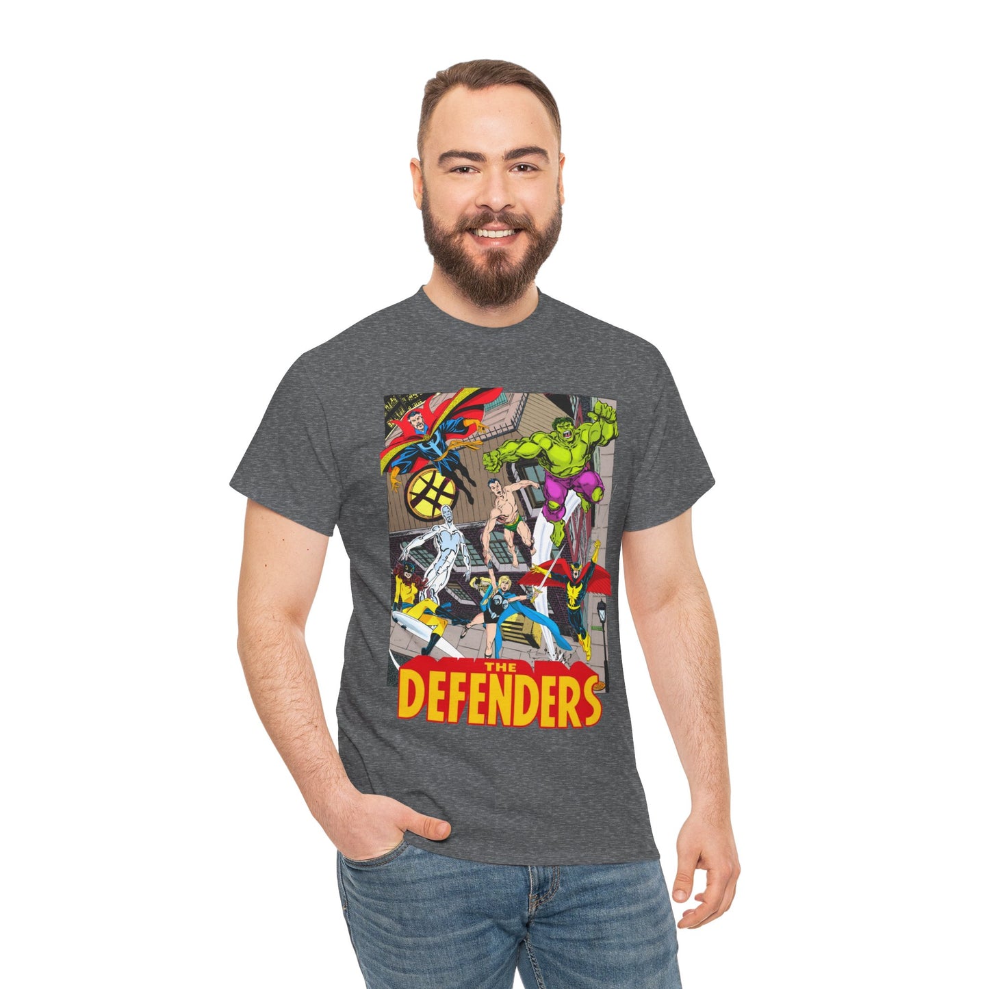 Defenders T-Shirt - John Byrne Art - Marvel Comics - Dr Strange, Nighthawk, Hulk