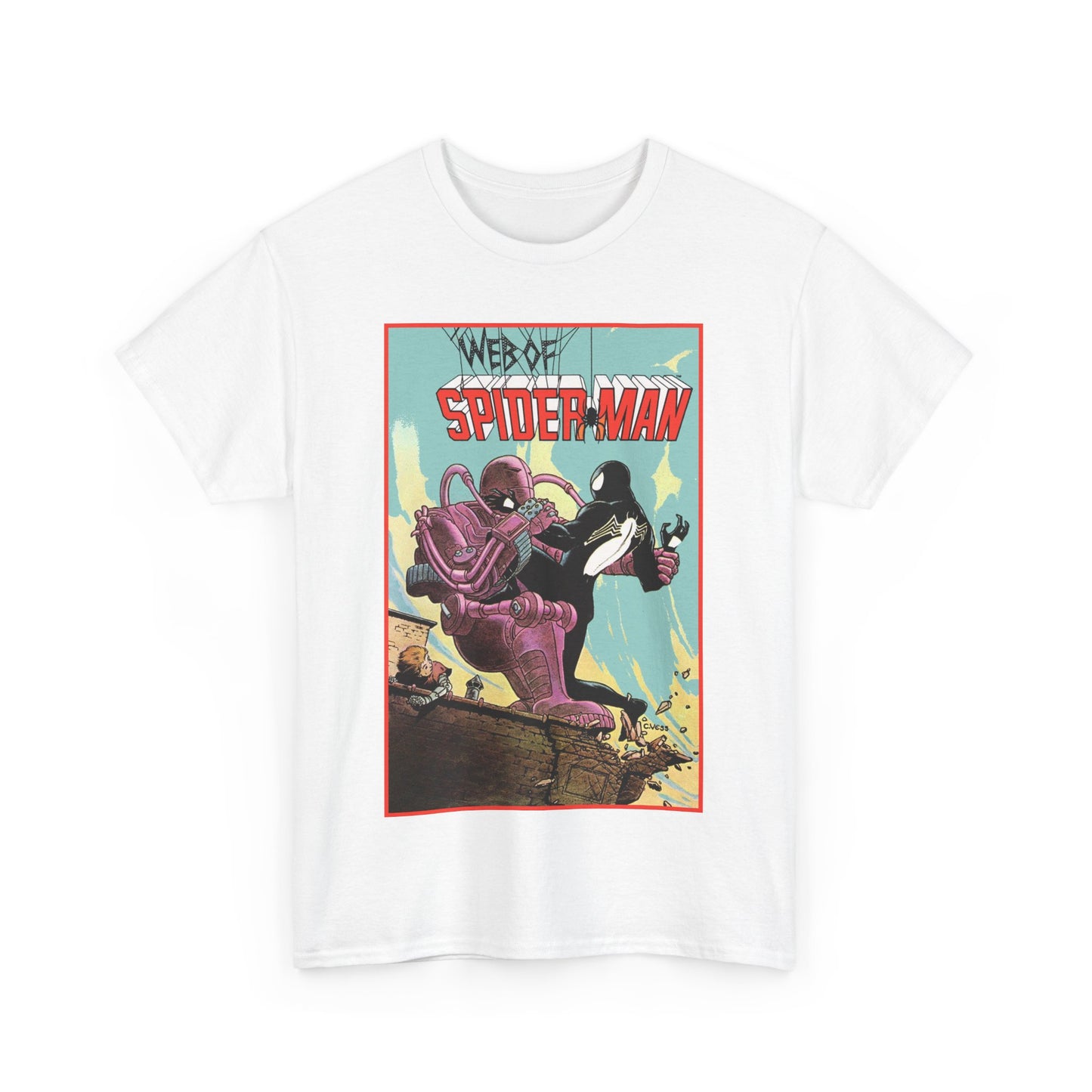 Web of Spider-Man T-Shirt - Charles Vess Art - Peter Parker, Black Symbiote Suit - Webslinger
