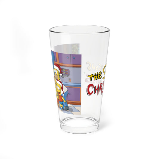 Simpsons Christmas Pint Glass, 16oz - Homer, Marge, Bart, Lisa & Maggie