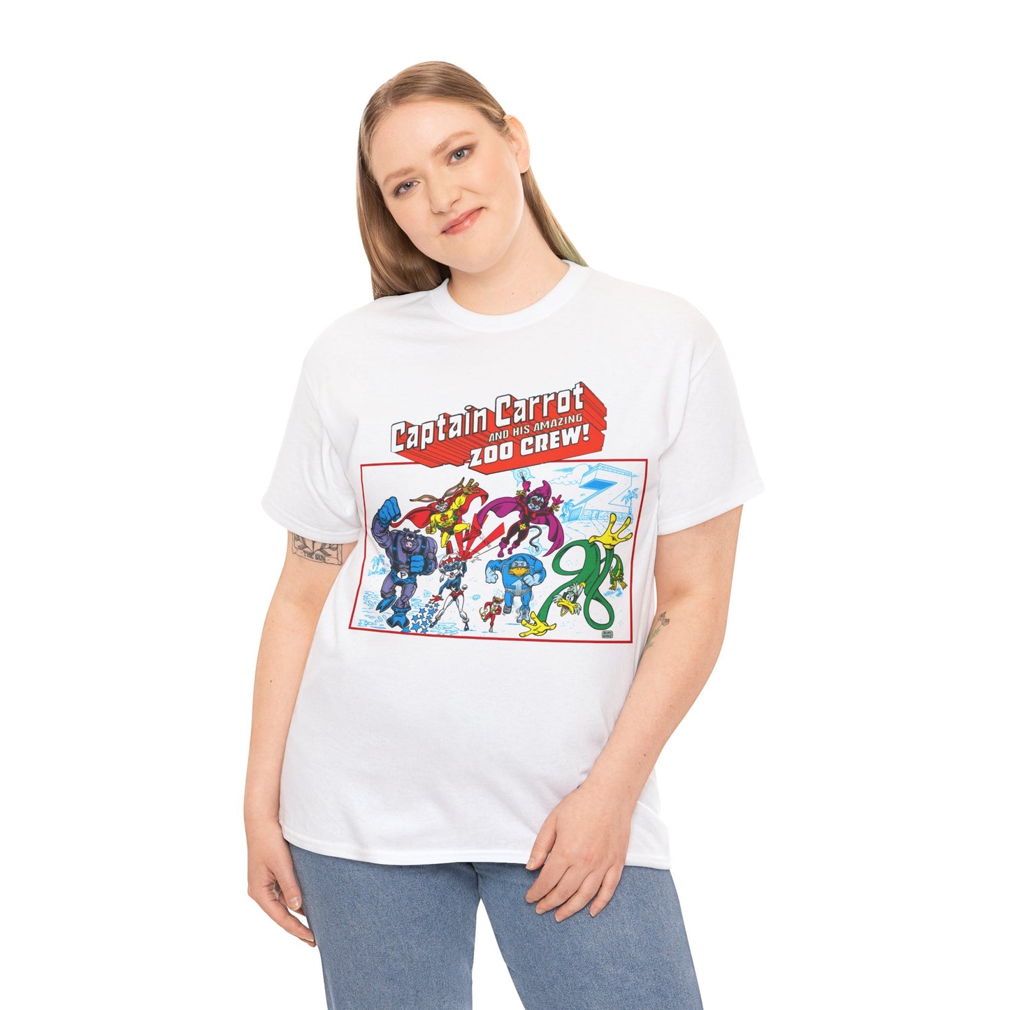 Captain Carrot & His Amazing Zoo Crew T-Shirt - DC Comics Series - Funny Animal Retro 1980s - Pig-Iron, Yankee Poodle, Rubberduck