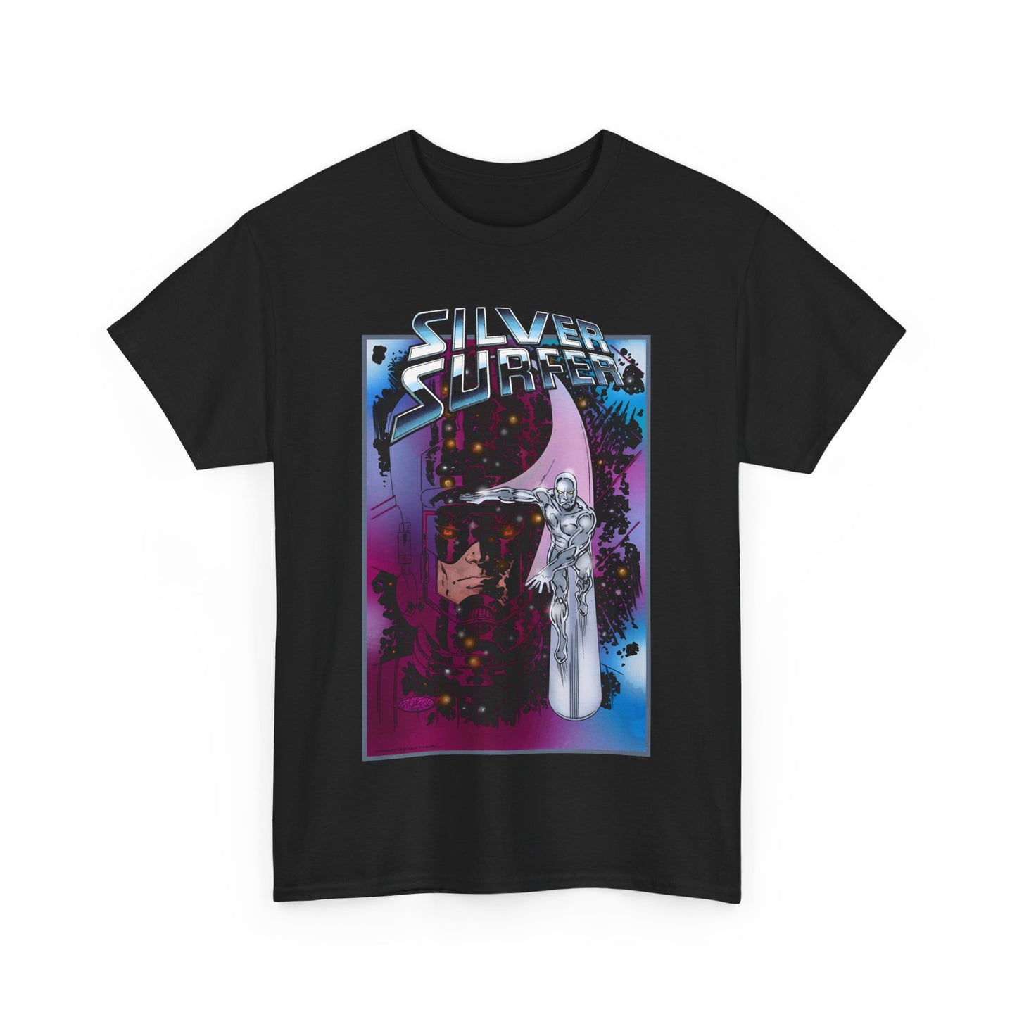 Silver Surfer & Galactus T-Shirt - John Byrne Art - Fantastic Four Connection - Former Herald, Norrin Radd - Marvel Comics