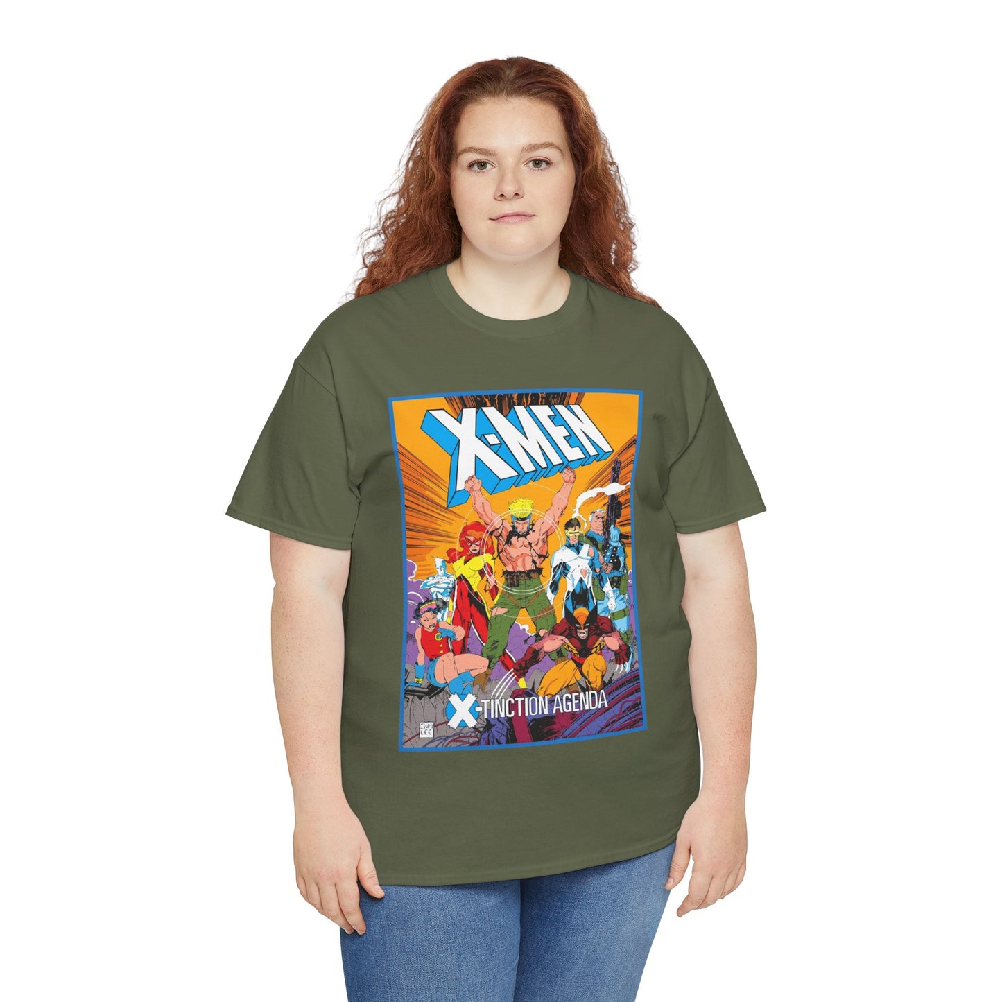 Uncanny X-Men T-Shirt - Jim Lee Art - Wolverine, Cyclops, Jean Grey, Cable, Iceman, Havok, Jubilee - X-Tinction Agenda - Marvel Comics