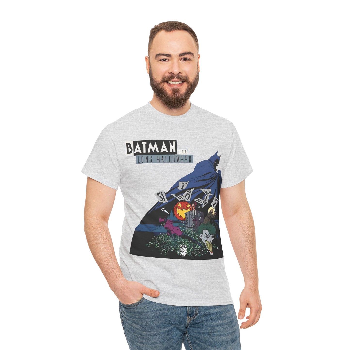 Batman The Long Halloween T-Shirt - Stunning Tim Sale Art - Joker, Catwoman, Two-Face, Poison Ivy, Commissioner Gordon - DC Comics - Classic Story