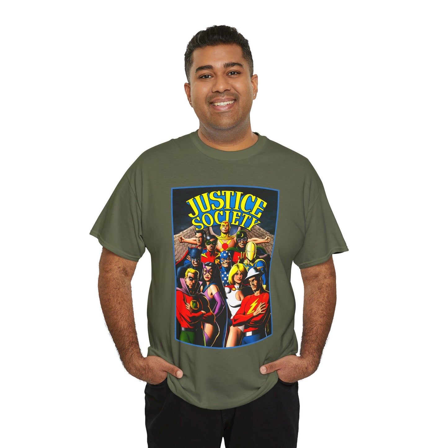 Justice Society T-Shirt - Brian Bolland Art - Dr. Fate, Huntress, Power Girl, Green Lantern, Hawkman, Wildcat - DC Comics - JSA