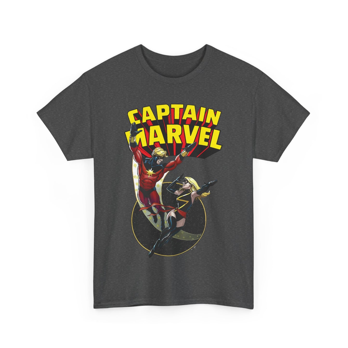 Captain Marvel T-Shirt - George Perez Art - Mar-Vell & Carol Danvers - Kree Empire - Marvel Comics