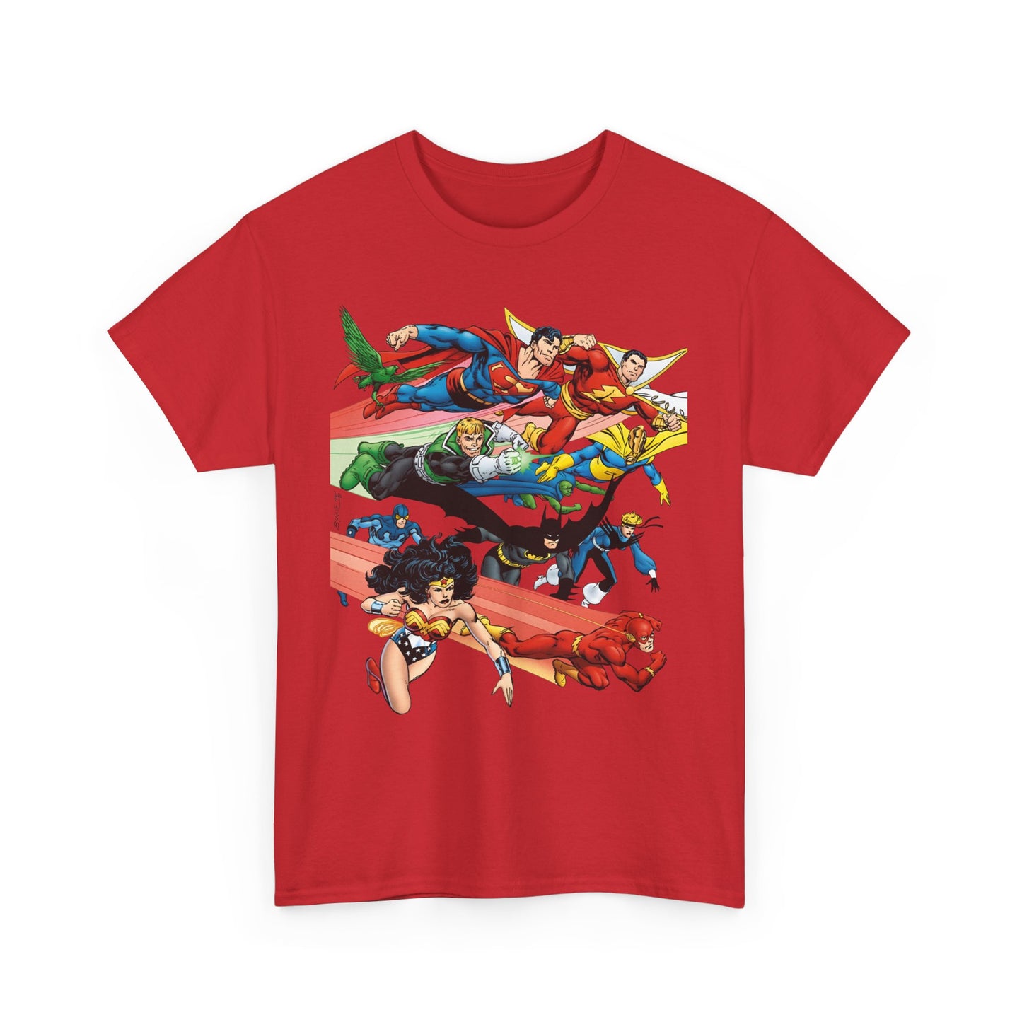 DC Legends T-Shirt - John Byrne Art - Superman, Dr Fate, Blue Beetle, Wonder Woman, Black Canary, Guy Gardner - DC Comics