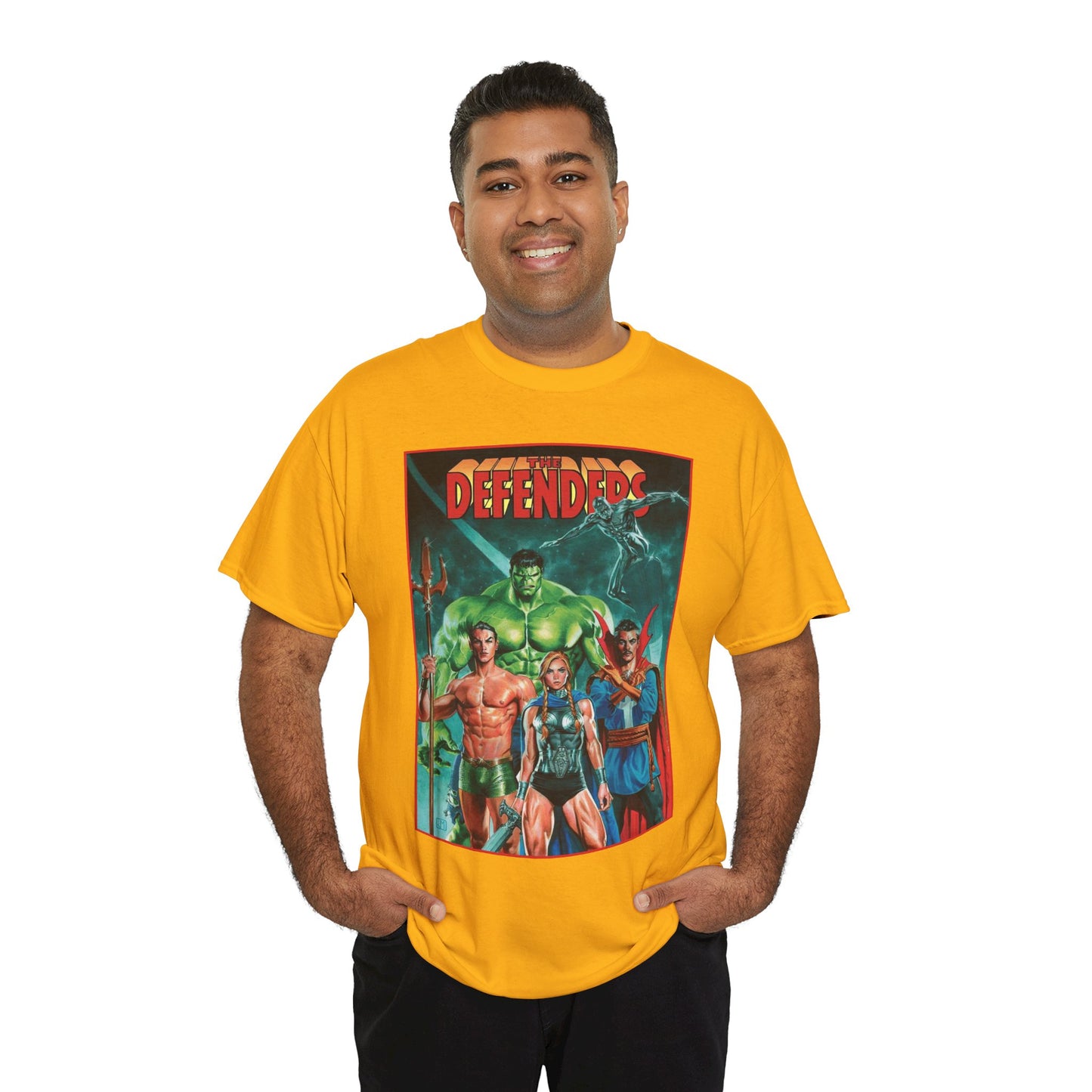 Defenders T-Shirt - Dr Strange, Valkyrie, Hulk, Namor, Silver Surfer - Marvel Comics - Popular 1970s Series