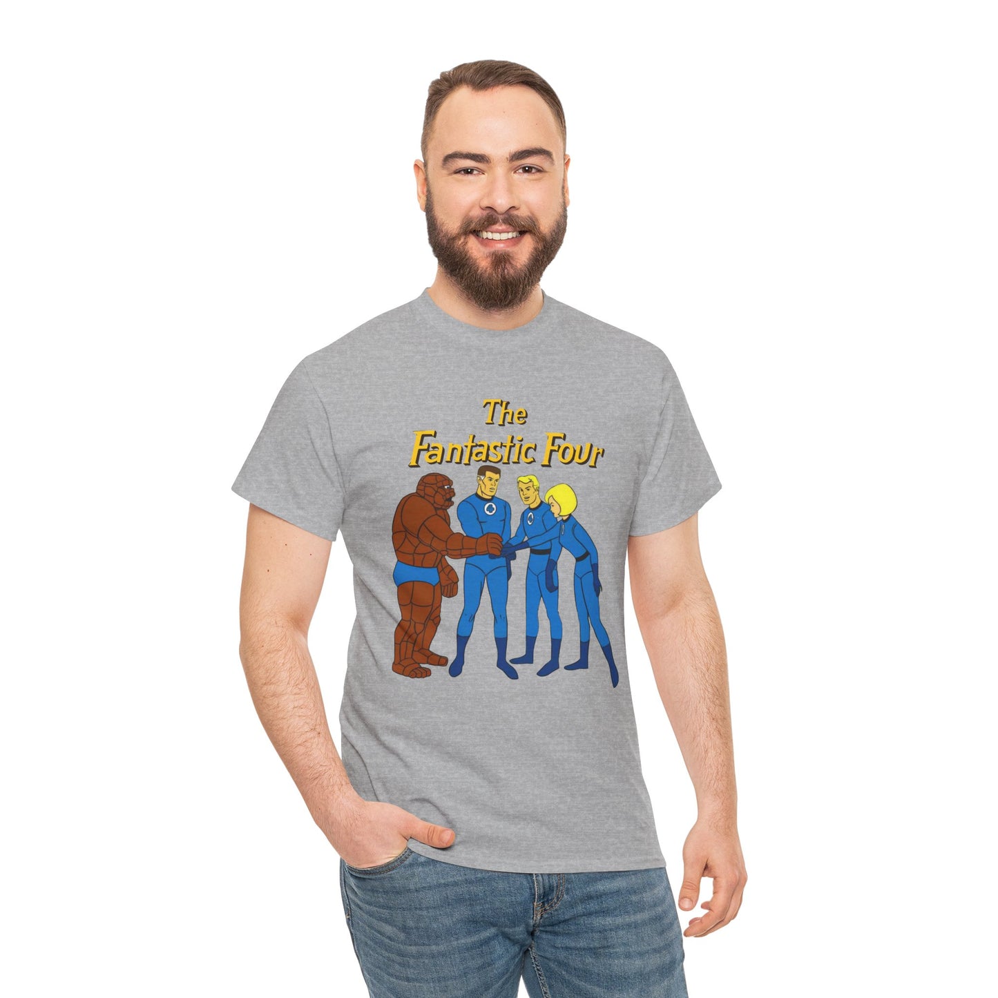 Fantastic Four T-Shirt - Hanna-Barbera 1960s Cartoon - Human Torch, The Thing, Invisible Woman - Marvel Comics