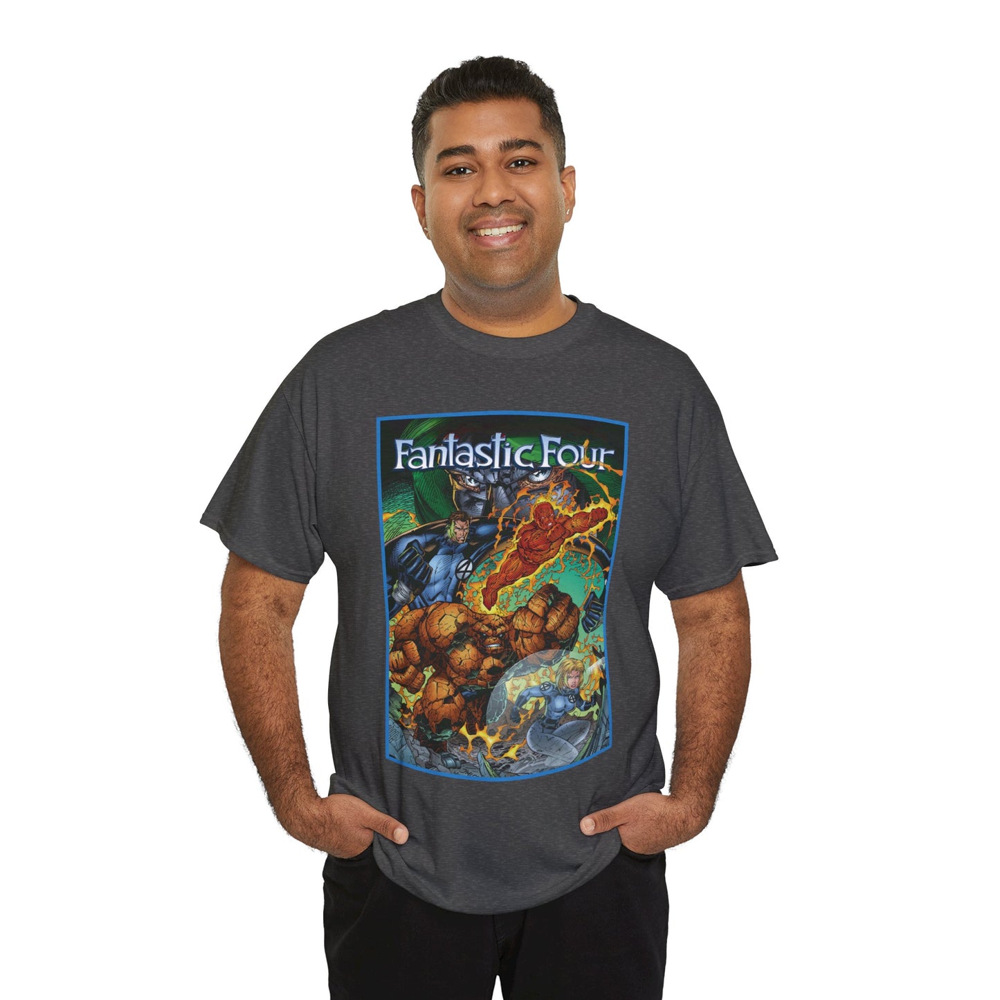 Fantastic Four T-Shirt - Jim Lee Art - The Thing, Human Torch, Reed Richards, Invisible Woman - Marvel Comics - Heroes Reborn