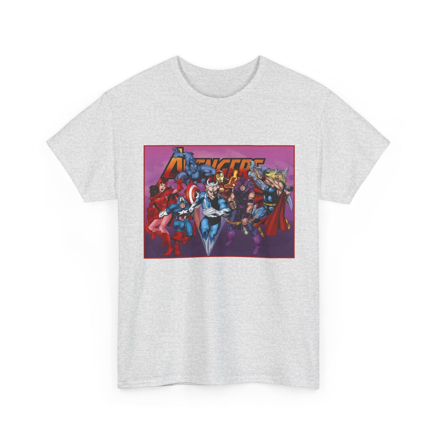 Avengers T-Shirt - John Byrne Art - Captain America, Quicksilver, Scarlet Witch, Beast, Iron Man, Thor, Hawkeye - Marvel Comics