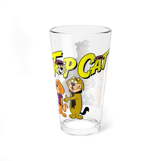 Top Cat Pint Glass, 16oz - Popular Hanna-Barbera Saturday Morning Cartoon - 1960s - Hoagy's Alley- Benny the Ball, Brain, Choo-Choo, Fancy-Fancy, Spook