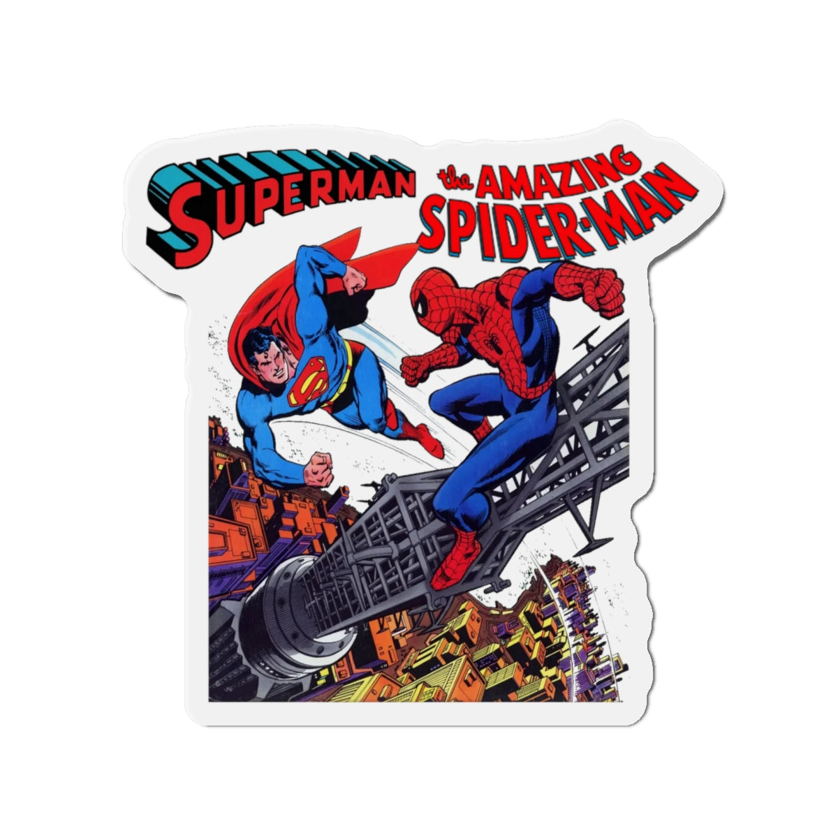 Superman Vs Spider-Man Die-Cut Magnet - DC Comics/Marvel Comics 1970s Crossover - Clark Kent & Peter Parker - 3", 4", 5", 6"