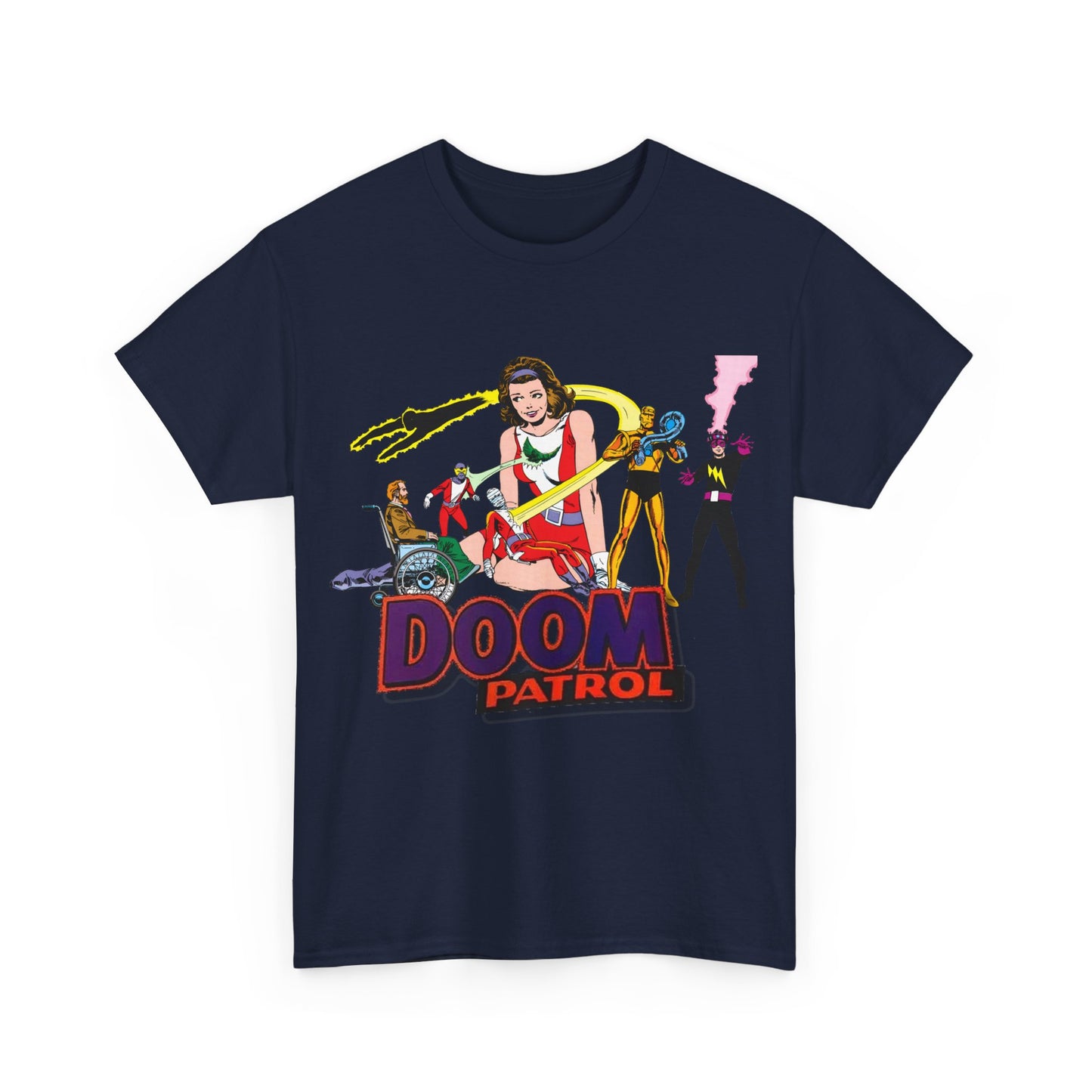 Doom Patrol T-Shirt - John Byrne Art - DC Comics Who's Who Art - Beast Boy, Robotman, Mento, Elasti-Girl, Negative Man, The Chief