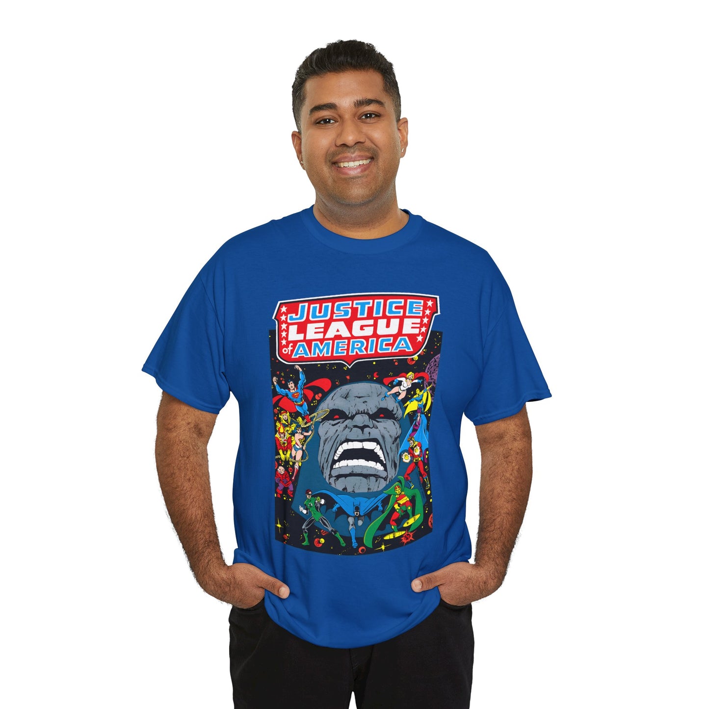 Justice League of America T-Shirt - George Perez Art - JLA/JSA/New Gods Crossover - Darkseid, Orion, Mr Miracle, Huntress, Firestorm, Dr Fate - DC Comics