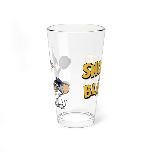 Snooper & Blabber Pint Glass, 16oz - Hanna-Barbera Cartoon 1960s TV - Cat & Mouse Detectives - Super Snooper Detective Agency - Animated Classic