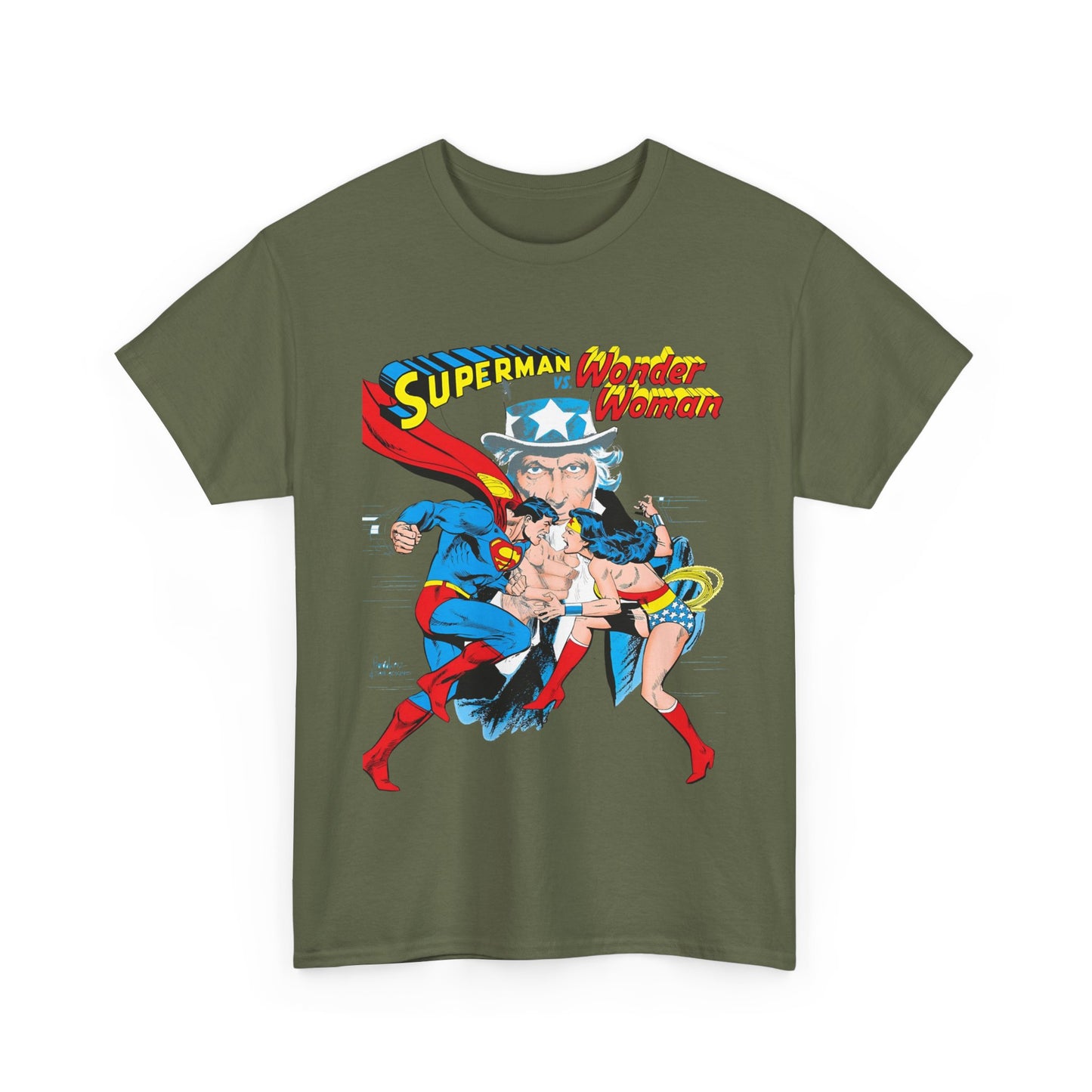 Superman Vs Wonder Woman T-Shirt - José Luis García-López Art - Popular 1970s Tabloid Story - DC Comics