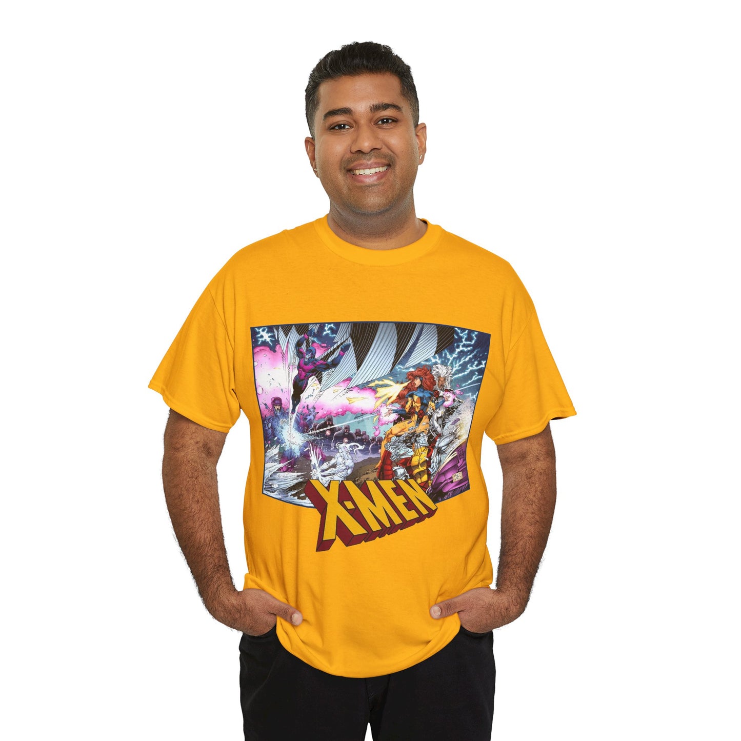 X-Men T-Shirt - Whilce Portacio Art - Storm, Jean Grey, Archangel, Iceman - Fighting Sentinels - Marvel Comics