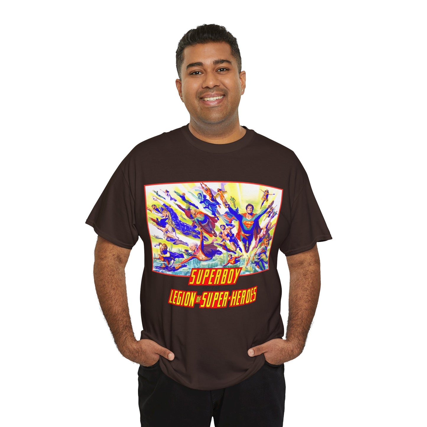 Superboy & Legion of Super-Heroes T-Shirt - Alex Ross Art - Saturn Girl, Brainiac 5, Lightning Lad, Shadow Lass, Dawnstar, Karate Kid - DC Comics