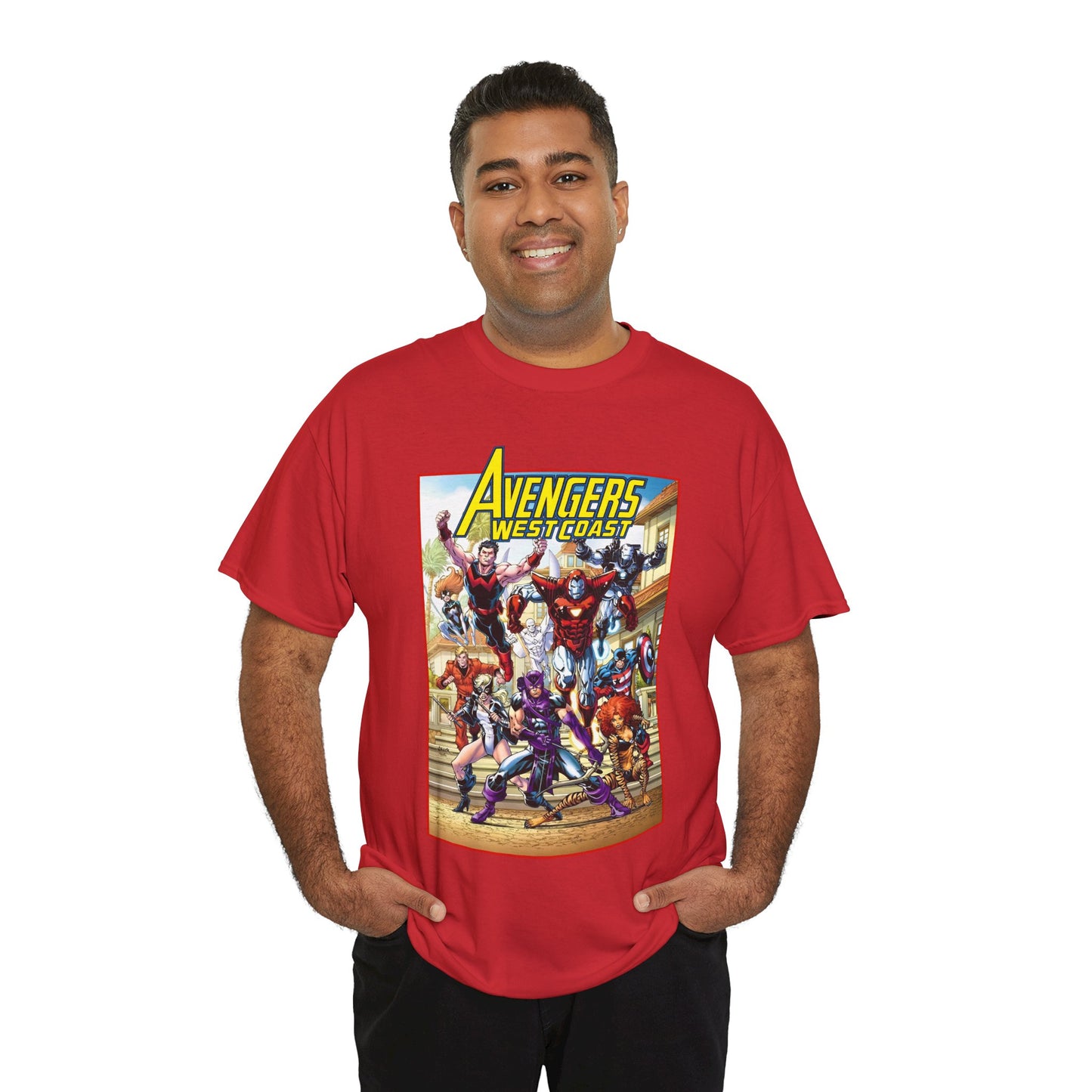 West Coast Avengers T-Shirt - Todd Nauck Art - Hawkeye, Iron Man, Wonder Man, Tigra, Vision - Marvel Comics
