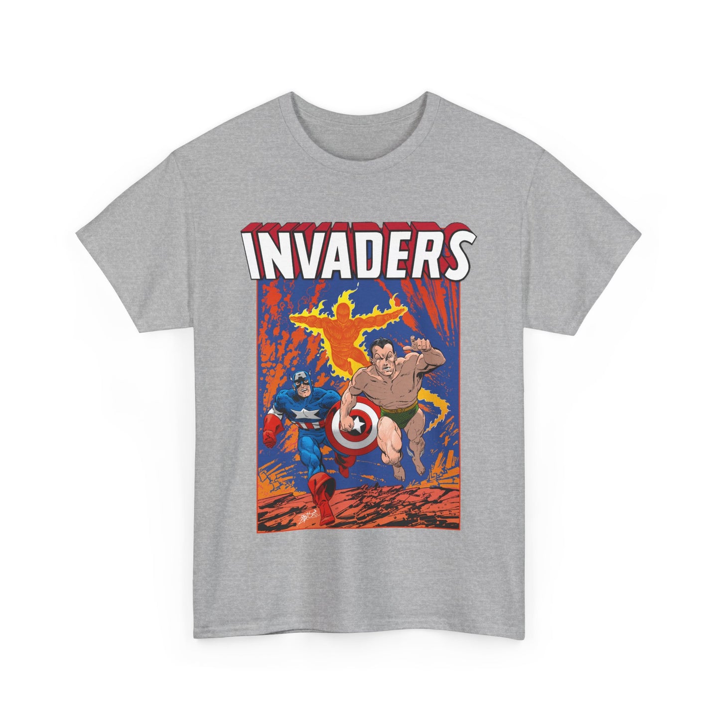 Invaders T-Shirt - John Byrne Art - Captain America, Namor, Human Torch - Marvel Comics Golden Age Characters