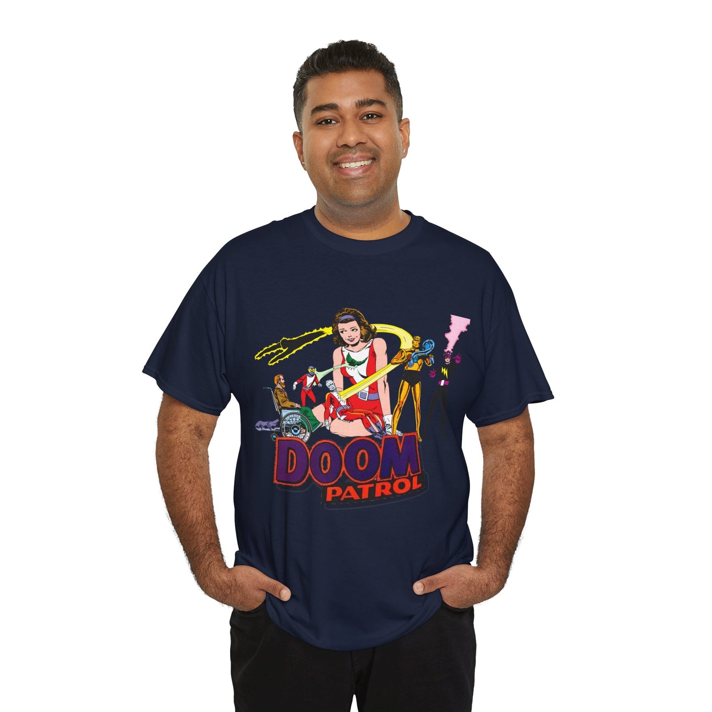 Doom Patrol T-Shirt - John Byrne Art - DC Comics Who's Who Art - Beast Boy, Robotman, Mento, Elasti-Girl, Negative Man, The Chief