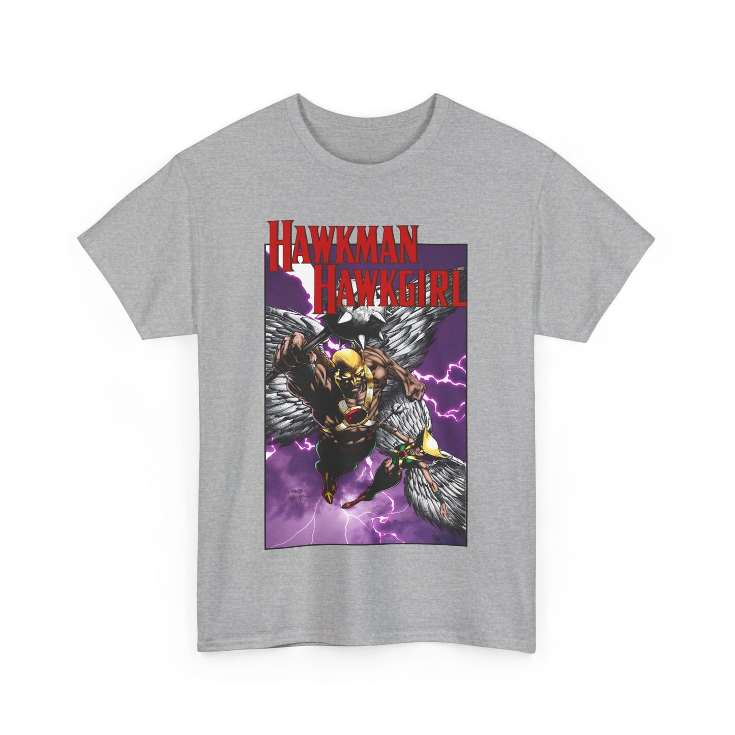 Hawkman & Hawkgirl T-Shirt - David Finch Art - Carter & Shayera Hall - JLA & JSA Members - DC Comics