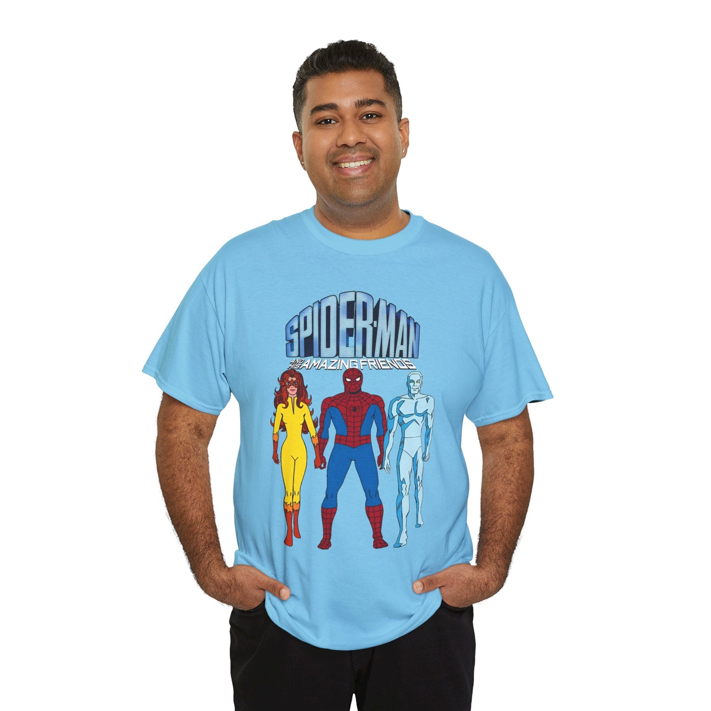Spider-Man & His Amazing Friends T-Shirt - Spidey, Firestar, Iceman - Popular 1980s Marvel TV Cartoon - Marvel Comics