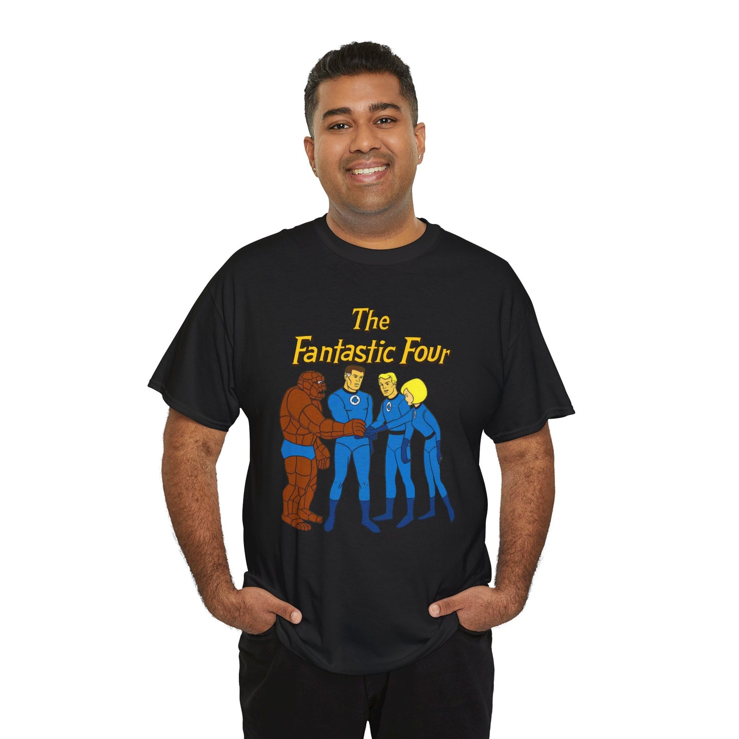 Fantastic Four T-Shirt - Hanna-Barbera 1960s Cartoon - Human Torch, The Thing, Invisible Woman - Marvel Comics