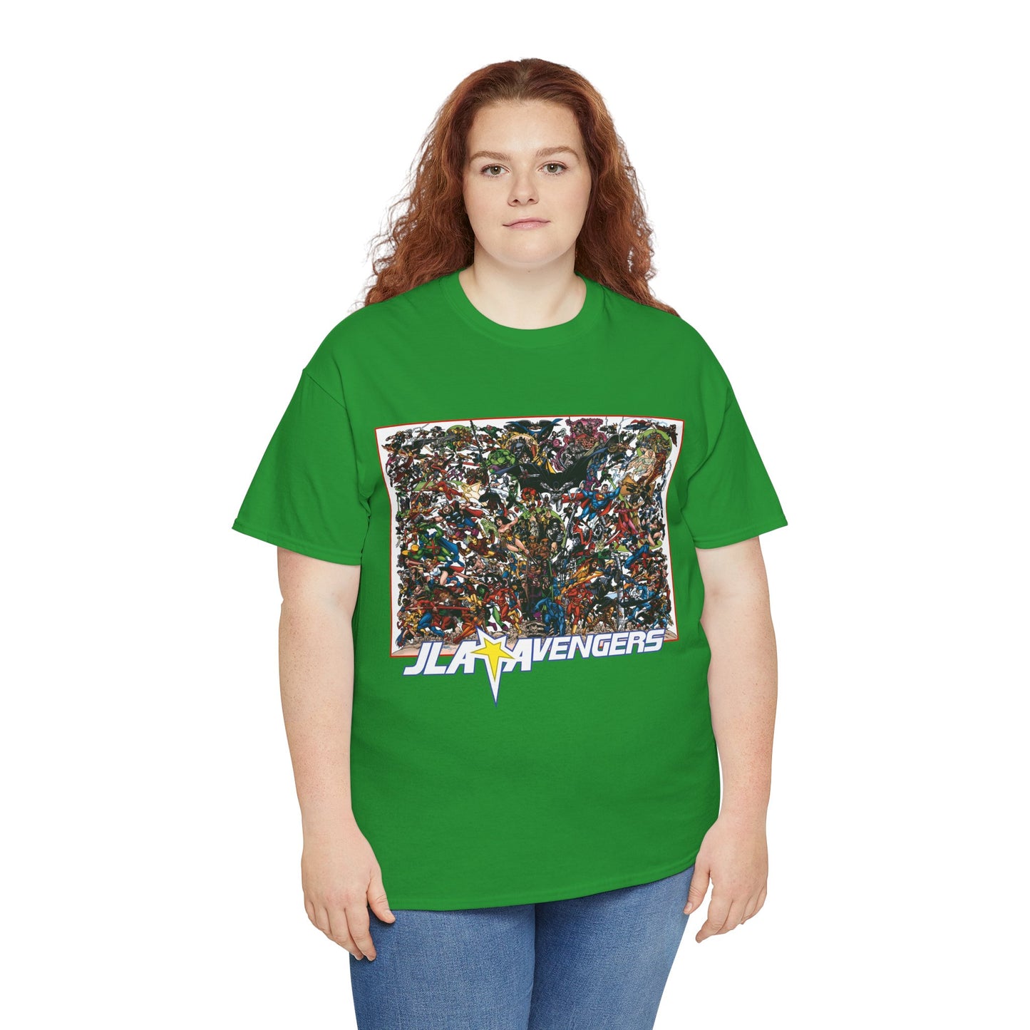 JLA Vs Avengers T-Shirt - Stunning, Classic George Perez Art - DC & Marvel 200s Crossover - Superman, Thor, Wonder Woman, Captain America, Flash, Black Panther, Iron Man, Batman