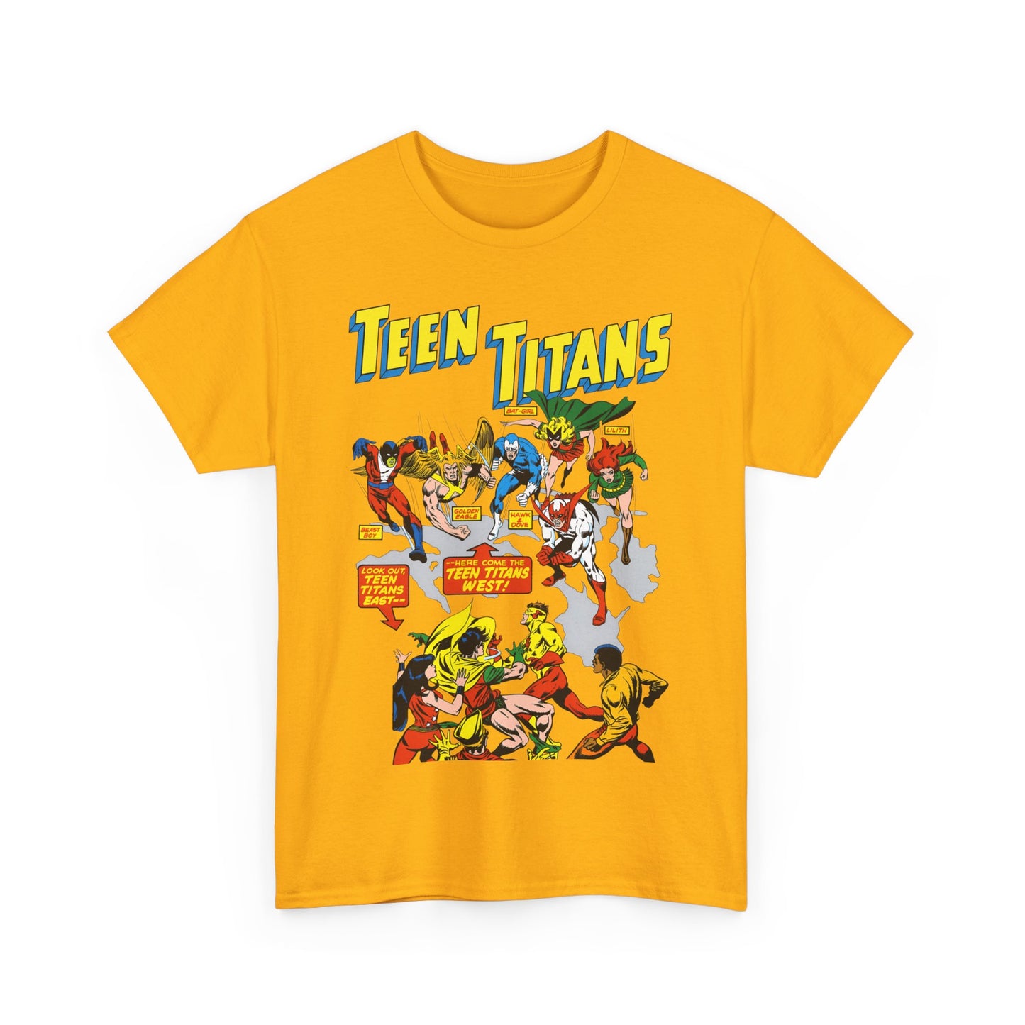 Teen Titans T-Shirt - Rick Buckler Art - Titans West, Lilith, Hawk & Dove, Beast Boy, Golden Eagle - DC Comics
