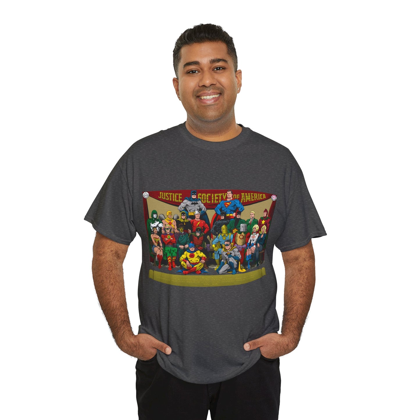 JSA T-Shirt - Sandman, Starman, Atom, Dr Fate, Mr Terrific, Flash, Green Lantern - DC Comics - Justice Society of America - Golden Age