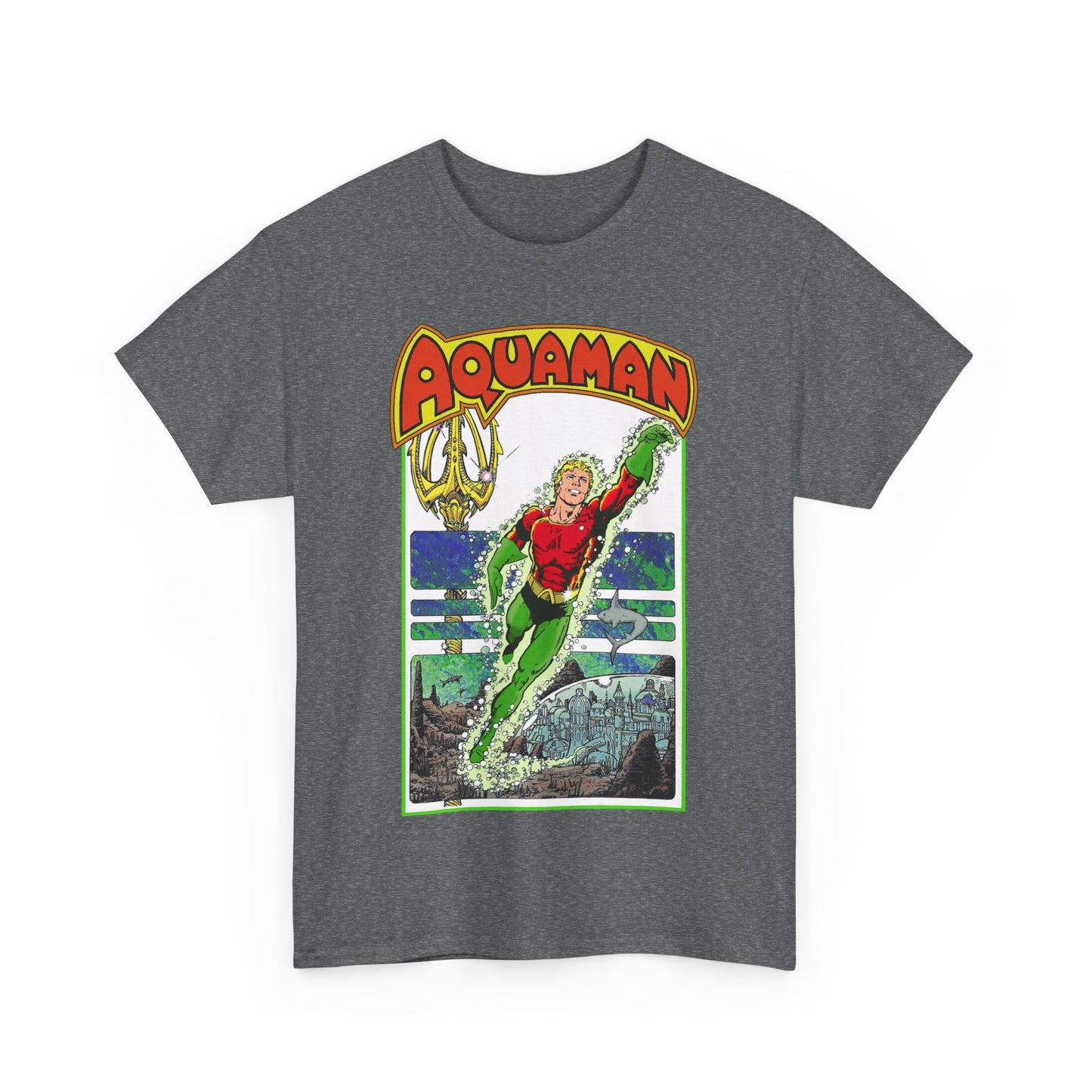 Aquaman T-Shirt - George Perez Art -Justice League 1980s Postcard Series - Arthur Curry - King of Atlantis - JLA - DC Comics