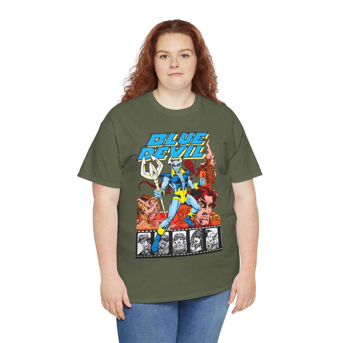 Blue Devil T-Shirt - Dan Mishkin, Gary Cohn, & Paris Cullins - Dan Cassidy, Hollywood Stuntman - 1980s DC Comics Series