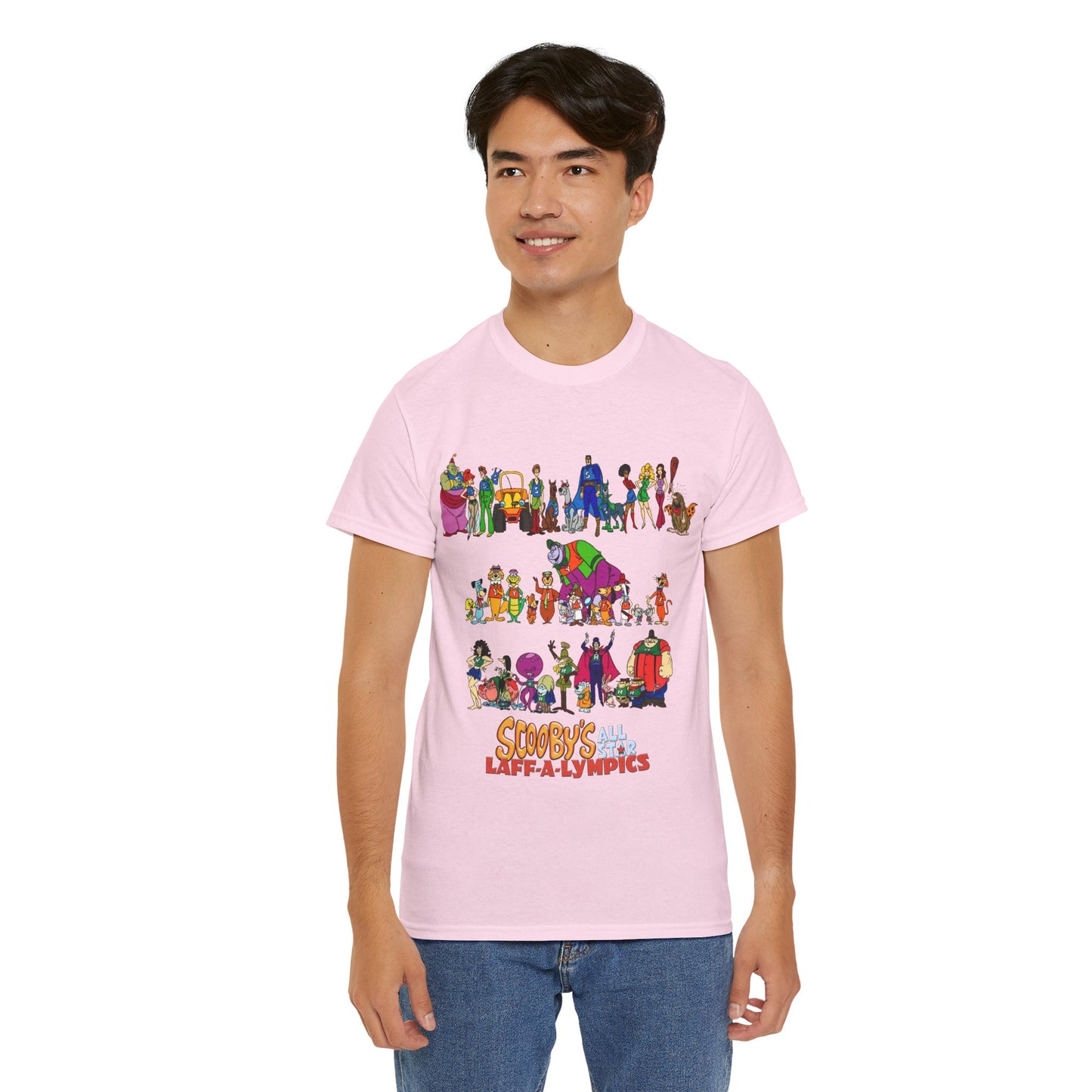 Scooby's All-Star Laff-A-Lympics T-Shirt - Hanna-Barbera Cartoon - Speed Buggy, Yogi Bear, Grape Ape, Scooby Dum, Shaggy, Wally Gator