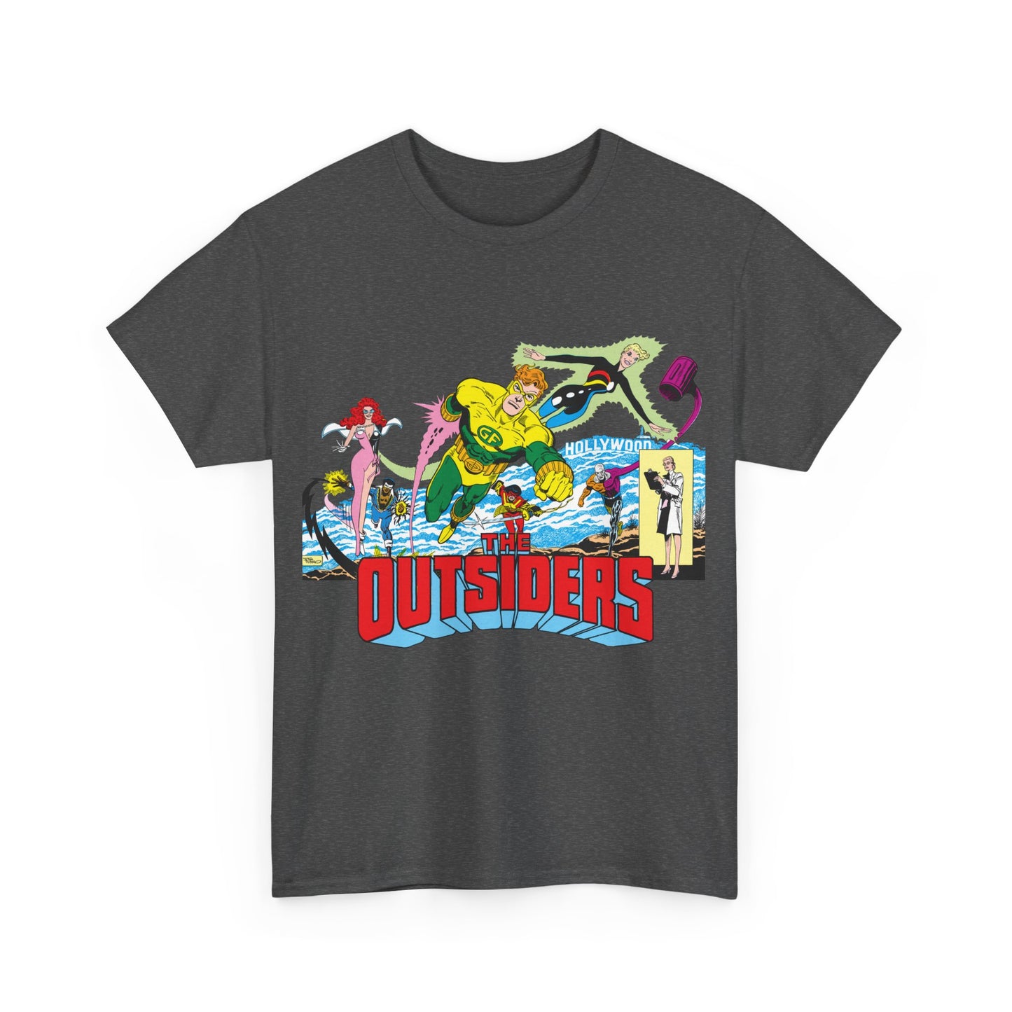 Outsiders T-Shirt - Amazing Jim Aparo Art - Black Lightning, Geo-Force, Katana, Metamorpho, Looker, Halo - DC Comics