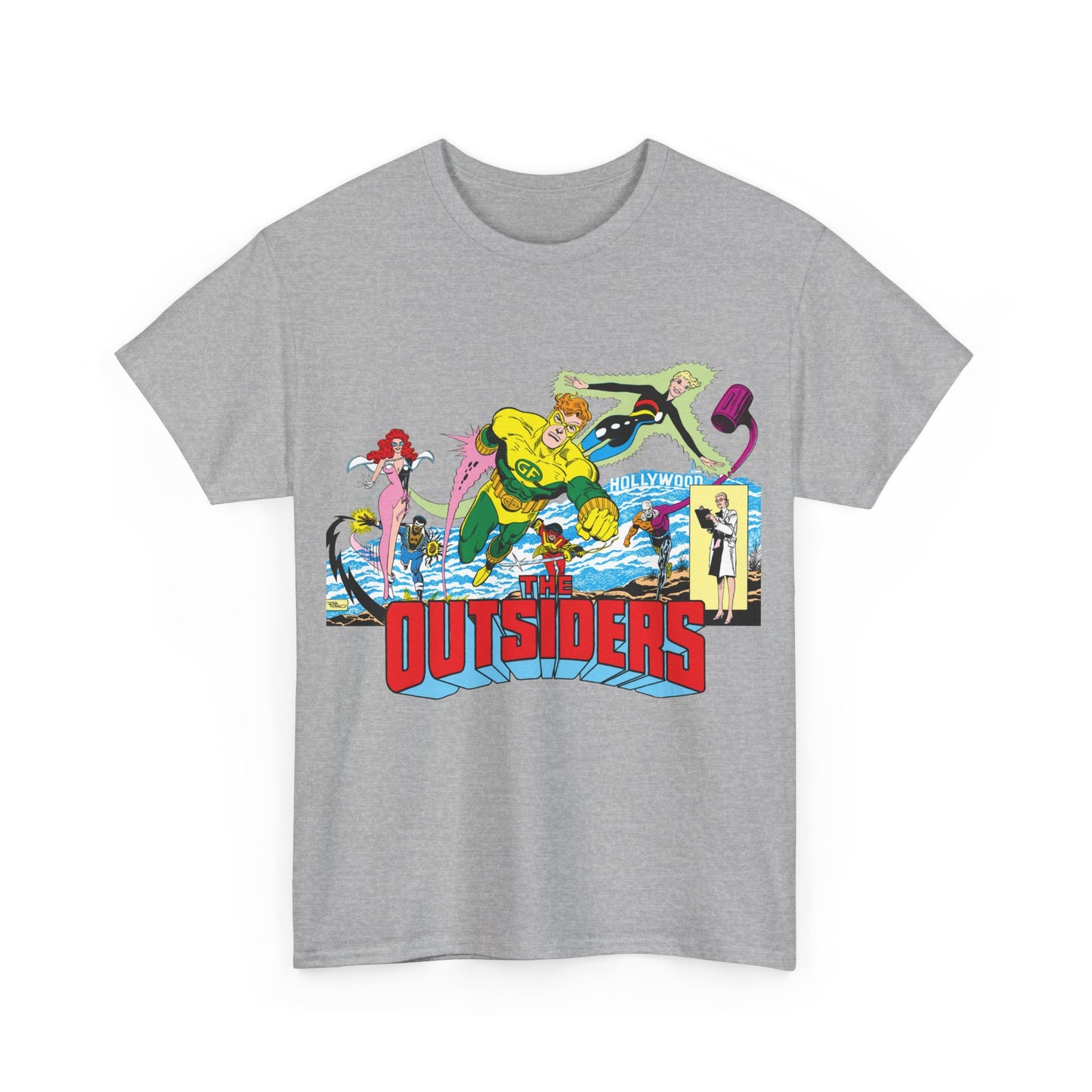 Outsiders T-Shirt - Amazing Jim Aparo Art - Black Lightning, Geo-Force, Katana, Metamorpho, Looker, Halo - DC Comics