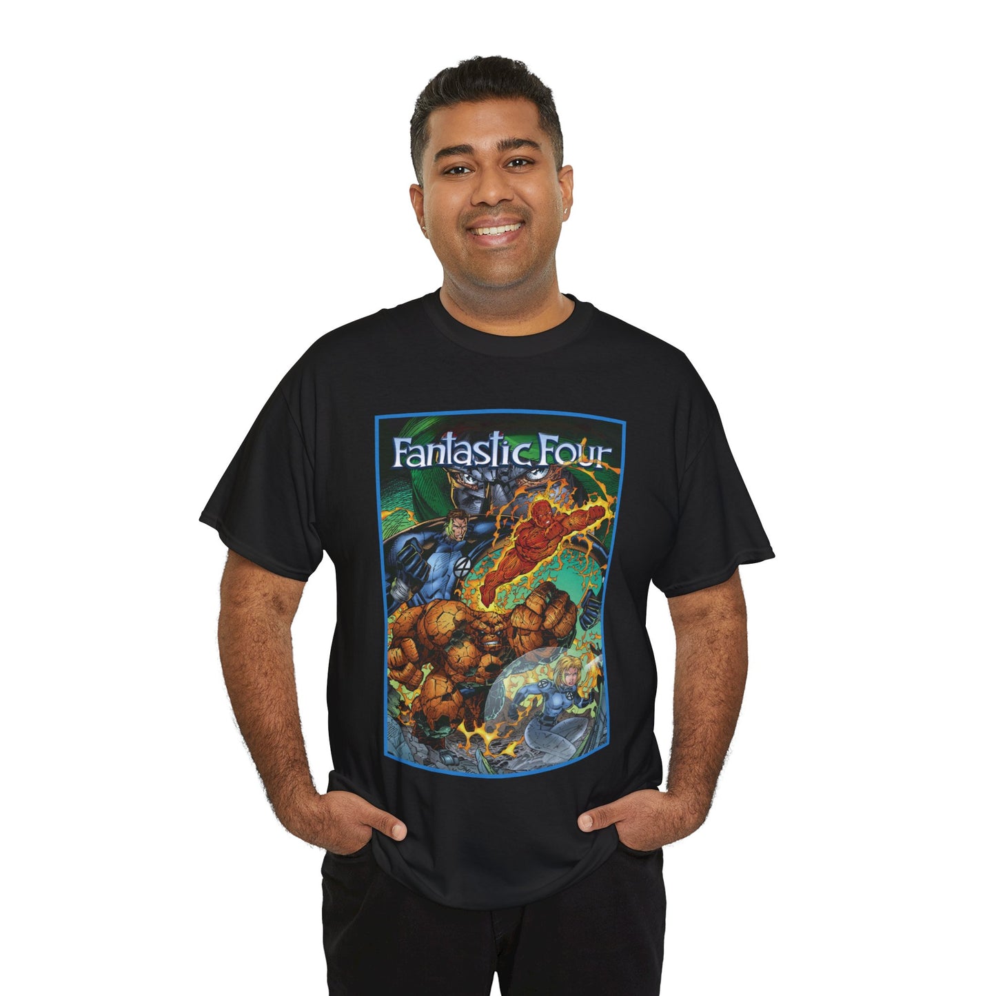 Fantastic Four T-Shirt - Jim Lee Art - The Thing, Human Torch, Reed Richards, Invisible Woman - Marvel Comics - Heroes Reborn