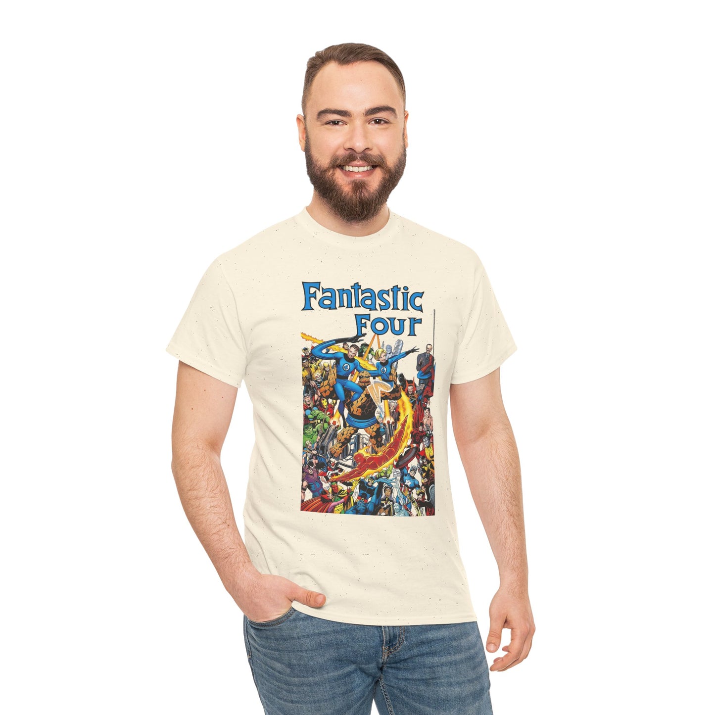 Fantastic Four T-Shirt - Classic John Byrne Art - Popular Marvel Comics Characters - Human Torch, The Thing, Invisible Woman, Reed Richards - 2025 MCU Movie