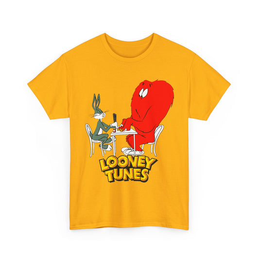 Bugs Bunny & Gossamer T-Shirt - Looney Tunes Cartoon - Popular Halloween Monster Getting a Manicure - Funny, Humorous Image