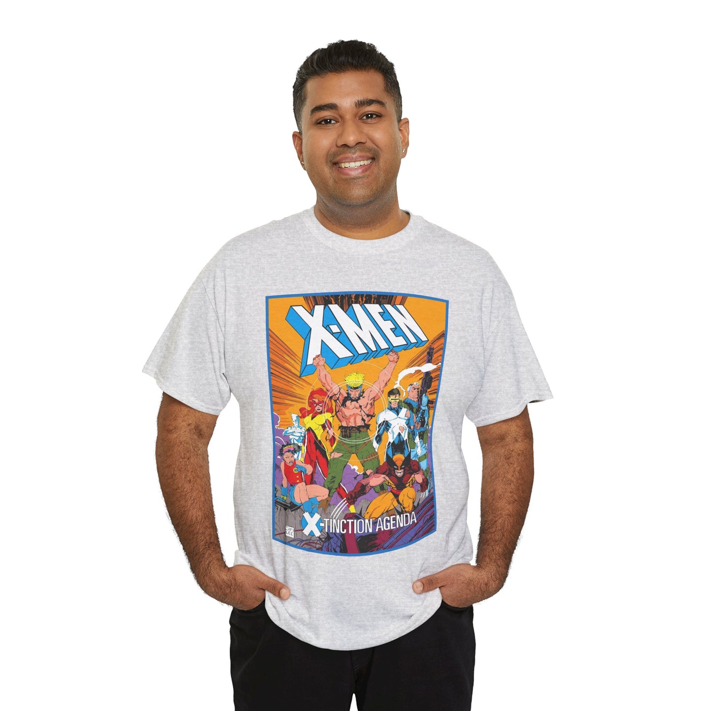 Uncanny X-Men T-Shirt - Jim Lee Art - Wolverine, Cyclops, Jean Grey, Cable, Iceman, Havok, Jubilee - X-Tinction Agenda - Marvel Comics