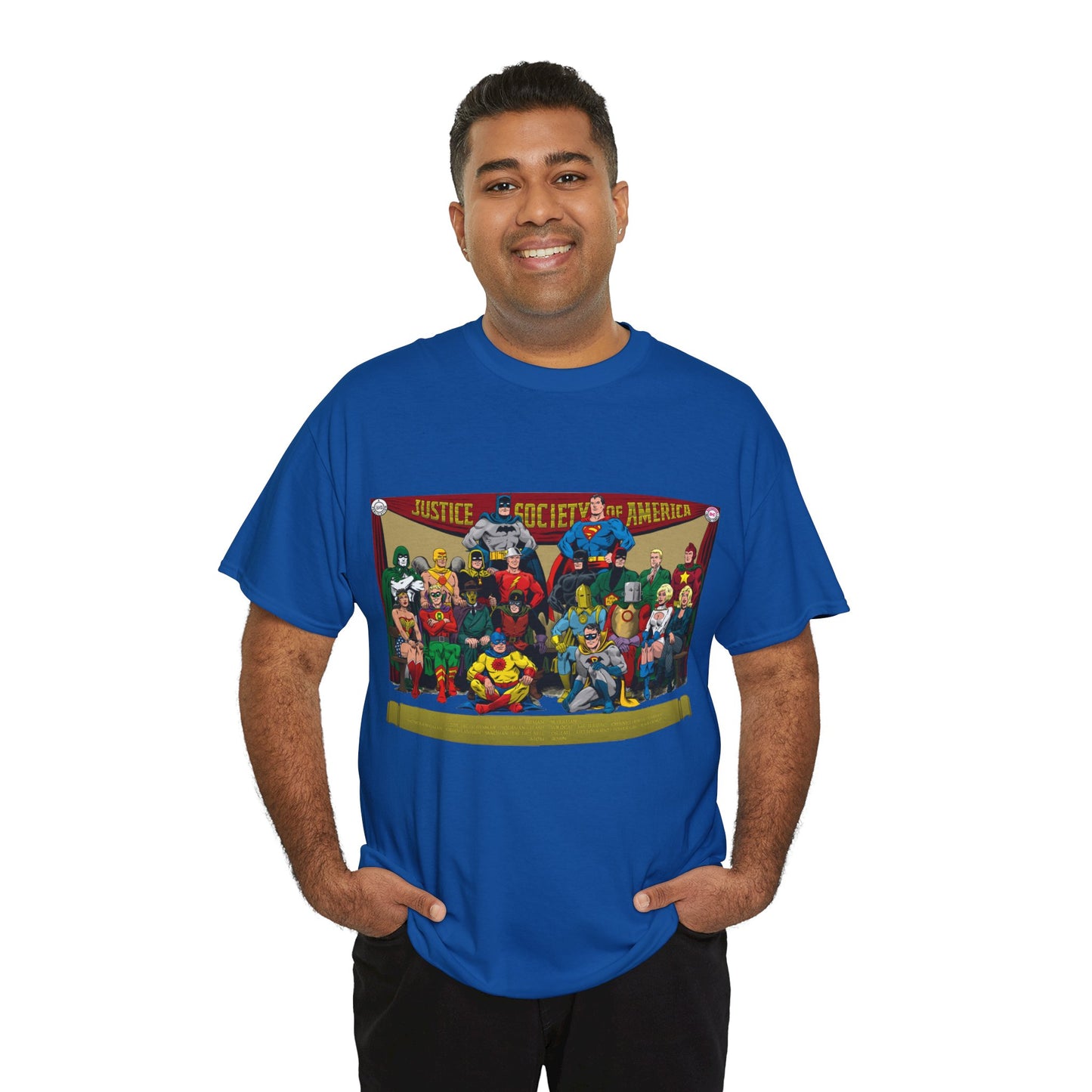 JSA T-Shirt - Sandman, Starman, Atom, Dr Fate, Mr Terrific, Flash, Green Lantern - DC Comics - Justice Society of America - Golden Age