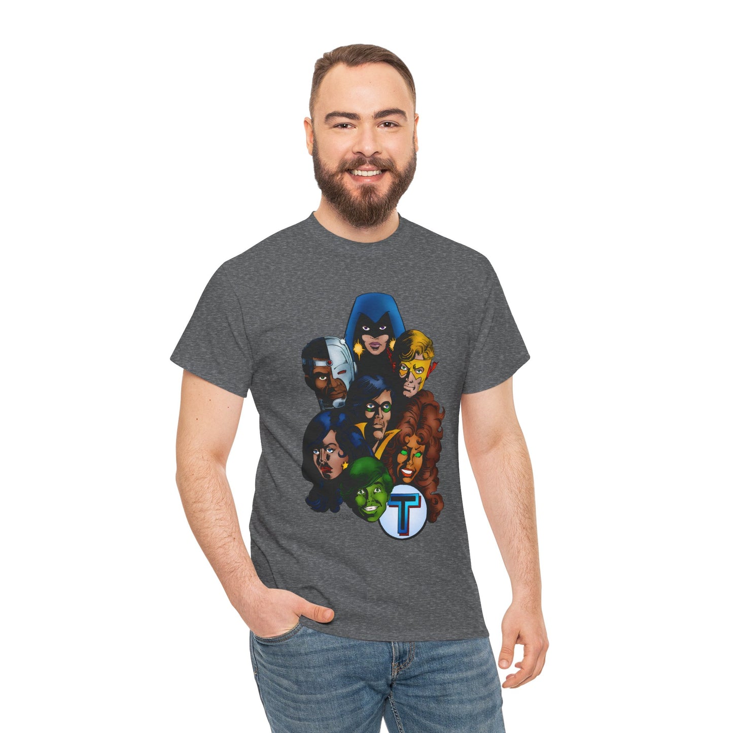 New Teen Titans T-Shirt - George Perez Art - Robin, Wonder Girl, Cyborg, Raven, Starfire, Kid Flash - DC Comics