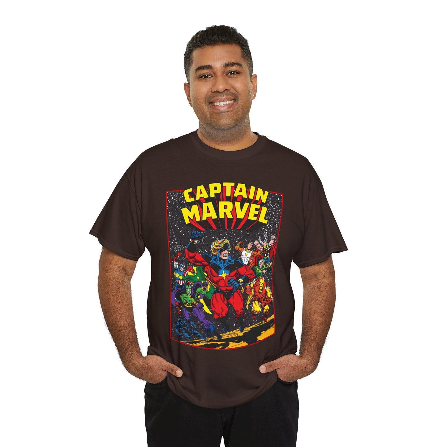 Captain Marvel T-Shirt - Marvel Comics - Jim Starlin Art - Mar-Vell - Kree - Cosmic Hero
