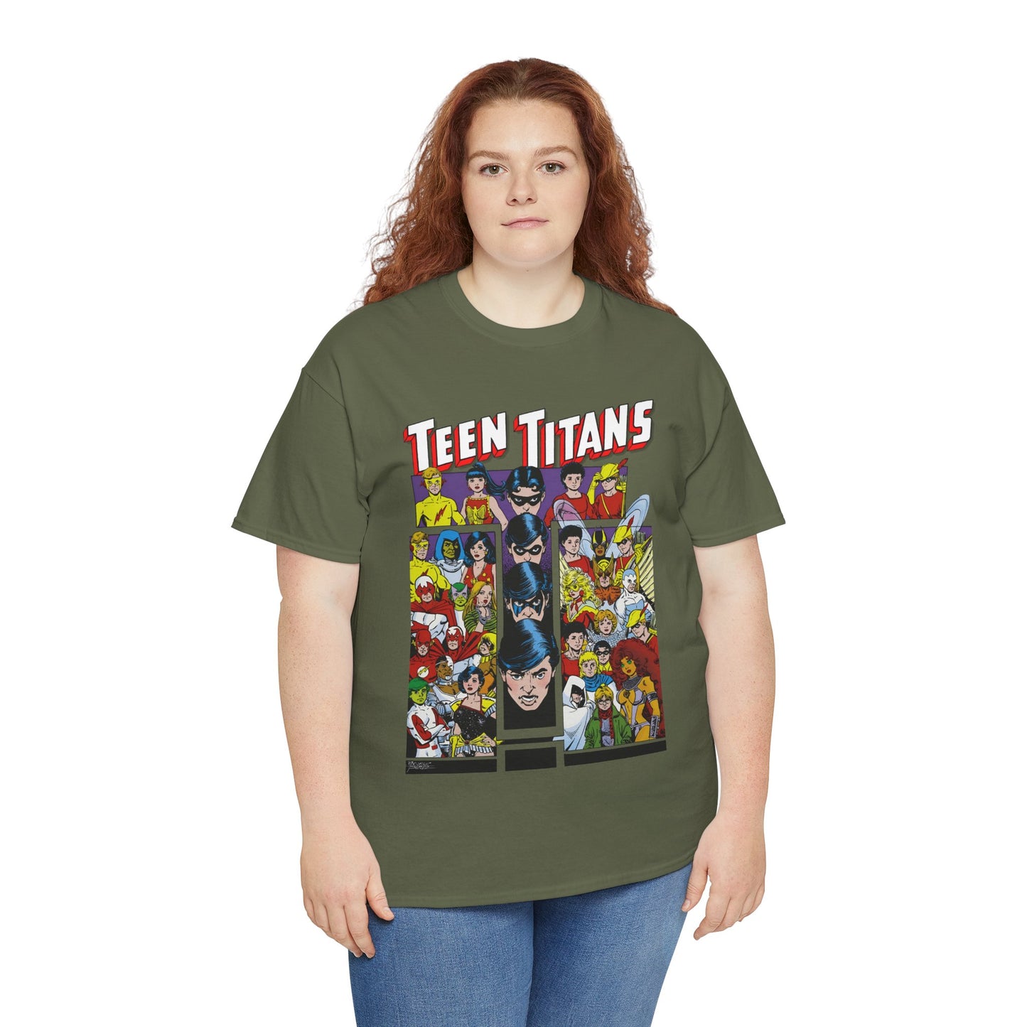 Teen Titans T-Shirt - George Perez Art - Wonder Girl, Bumblebee, Kid Flash, Starfire, Cyborg, Raven, Lilith, Flash, Hawn & Dove, Robin - DC Comics