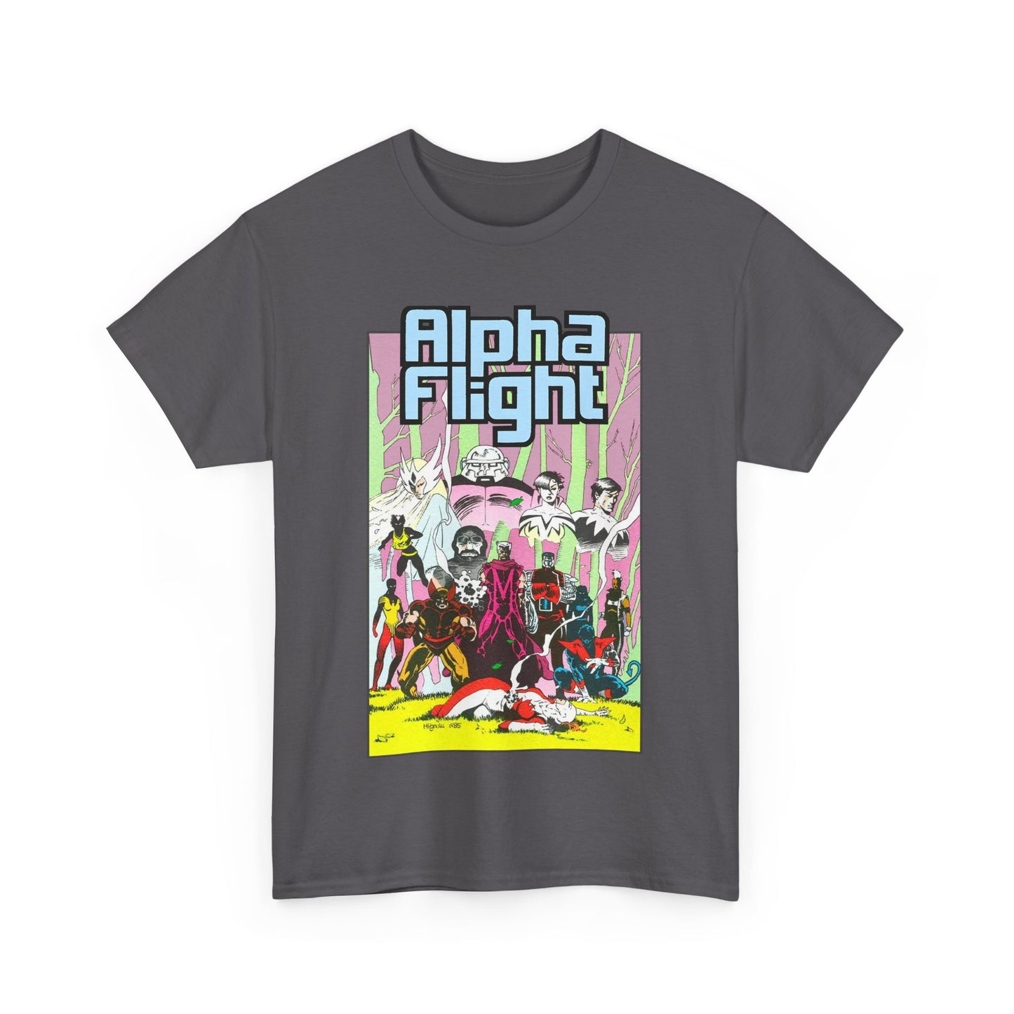 Alpha Flight T-Shirt - Mike Mignola Art - Northstar, Aurora, Snowbird, Shaman, Puck - X-Men: Magneto, Colossus, Shadowcat, Storm - Marvel Comics