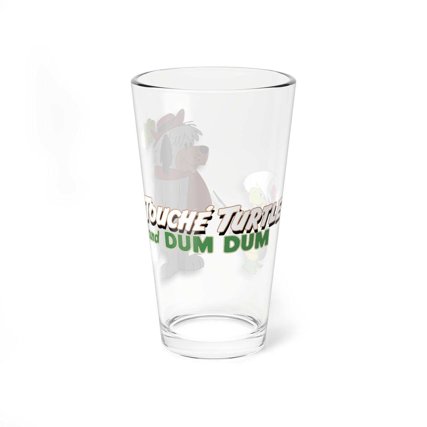 Touché Turtle & Dum Dum Pint Glass, 16oz - Hanna-Barbera Cartoon 1960s TV - Heroic Fencers - Touché away! - Animated Classic