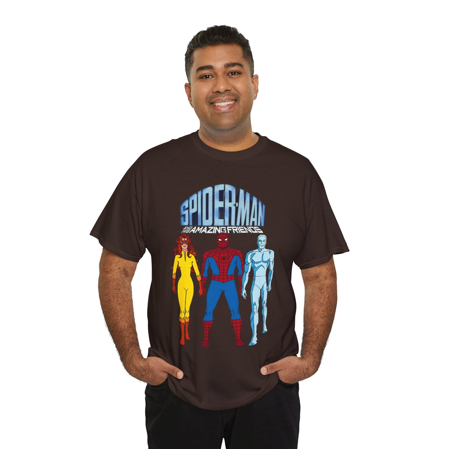 Spider-Man & His Amazing Friends T-Shirt - Spidey, Firestar, Iceman - Popular 1980s Marvel TV Cartoon - Marvel Comics